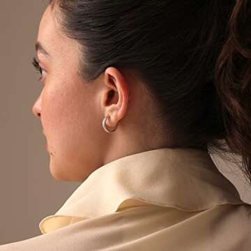 LeCalla 925 Sterling Silver Half Hoop Earrings Mothers Day Gifts for Women | Two-Tone Antique Style ...