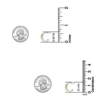 LeCalla 925 Sterling Silver Half Hoop Earrings Mothers Day Gifts for Women | Two-Tone Antique Style C Hoop Earring | 14K Gold-Plated Small Women's Earring 15MM