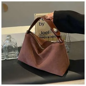 Slouchy Suede Cloud Hobo Bags Women Crescent Satchels Shoulder Bag Crossbody Phone Purse Trendy Top-handle Tote Handbag