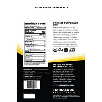 Terrasoul Superfoods Organic Hulled Sunflower Seeds, 2 Pounds