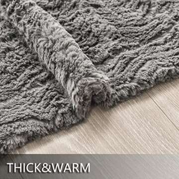 YUSOKI Luxury Double Sided Faux Fur Throw Blanket(Without Pillows),Gray Soft Fuzzy Fluffy Cozy Blanket Plush Furry Comfy Warm Blanket for Couch Bed Chair Sofa Bedroom Men Boys Gift(Grey,50" x 63")