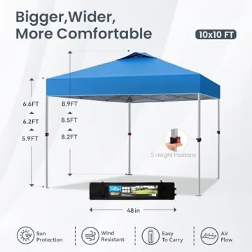 PHI VILLA Outdoor Canopy 10x10ft Pop-Up Tent for Festivals
