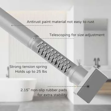 UIOSANRT No Drill Silver Shower Curtain Rod 31-55 Inches