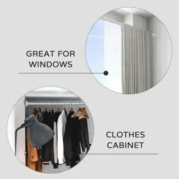 UIOSANRT No Drill Silver Shower Curtain Rod 31-55 Inches