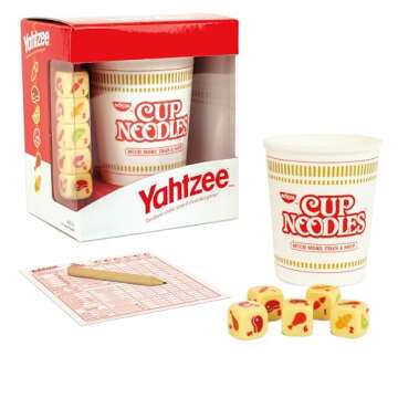 USAOPOLY YAHTZEE Cup Noodles | Unique Dice Game Celebrating Ramen Flavor