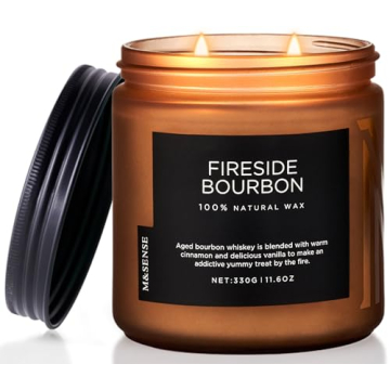 M&SENSE Eco-Friendly Fireside Bourbon Soy Wax Candle - 70H Burn