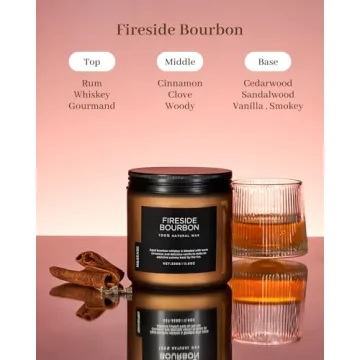 M&SENSE Fireside Bourbon Soy Wax Candle Eco-Friendly 70H Burn