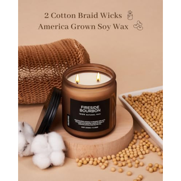 M&SENSE Fireside Bourbon Soy Wax Candle Eco-Friendly 70H Burn