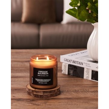M&SENSE Fireside Bourbon Soy Wax Candle Eco-Friendly 70H Burn