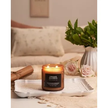 M&SENSE Fireside Bourbon Soy Wax Candle Eco-Friendly 70H Burn