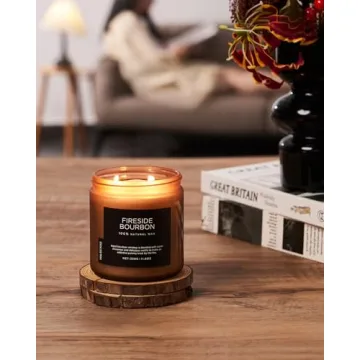 M&SENSE Fireside Bourbon Soy Wax Candle Eco-Friendly 70H Burn