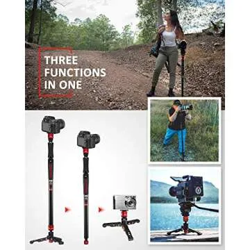 IFOOTAGE Camera Monopod Professional 59" Aluminum Telescoping Video Monopods with Tripod Stand Compatible for DSLR Cameras and Camcorders, Cobra 2 Monopod A150S