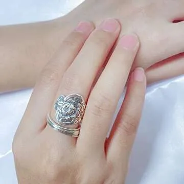 Elegant TimemoryUS Spoon Ring in S925 Silver for Women