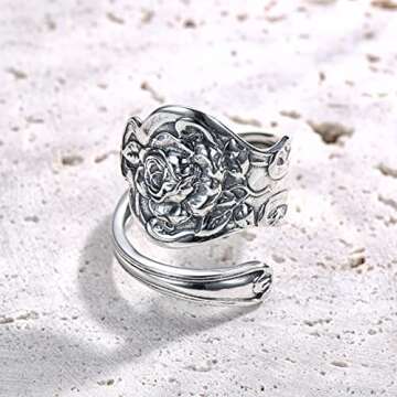 Elegant TimemoryUS Spoon Ring in S925 Silver for Women