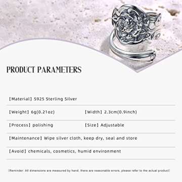 Elegant TimemoryUS Spoon Ring in S925 Silver for Women