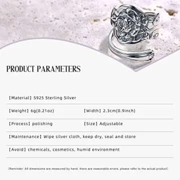 Elegant TimemoryUS Spoon Ring in S925 Silver for Women