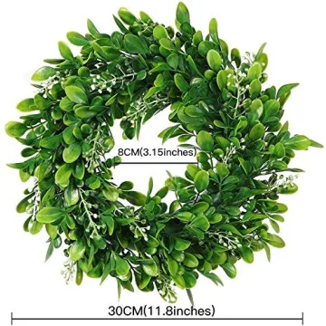 LSKYTOP Boxwood Wreaths - 4 Pcs Indoor Outdoor Decor