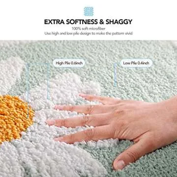 TEENME Green Bathroom Rug, Ultra Soft Microfiber Shaggy Mats, 17x 25 inch, Extra Absorbent Bath Rugs, Machine Washable/Dry, Non-Slip Carpet for Tub, and Shower