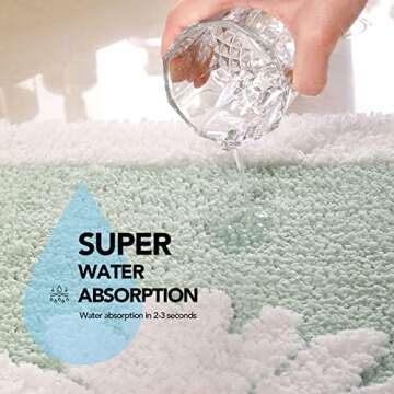 TEENME Green Bathroom Rug, Ultra Soft Microfiber Shaggy Mats, 17x 25 inch, Extra Absorbent Bath Rugs, Machine Washable/Dry, Non-Slip Carpet for Tub, and Shower