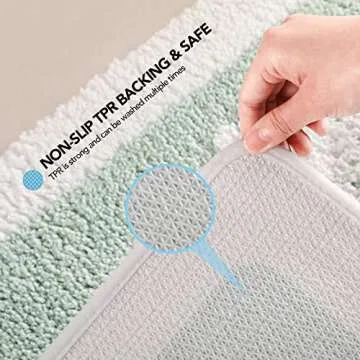TEENME Green Bathroom Rug, Ultra Soft Microfiber Shaggy Mats, 17x 25 inch, Extra Absorbent Bath Rugs, Machine Washable/Dry, Non-Slip Carpet for Tub, and Shower
