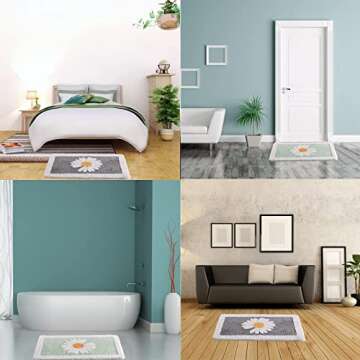 TEENME Green Bathroom Rug, Ultra Soft Microfiber Shaggy Mats, 17x 25 inch, Extra Absorbent Bath Rugs, Machine Washable/Dry, Non-Slip Carpet for Tub, and Shower