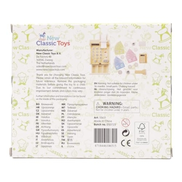 Wooden Cash Register with Play Money and Scanner