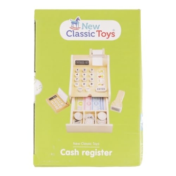 Wooden Cash Register with Play Money and Scanner