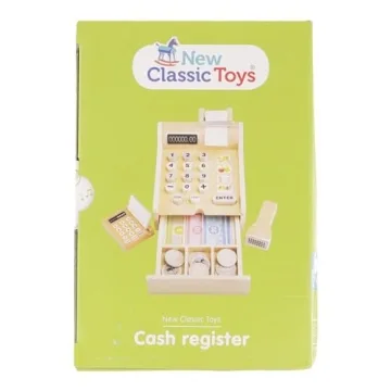 Wooden Cash Register with Play Money and Scanner