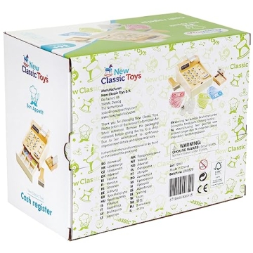 Wooden Cash Register with Play Money and Scanner