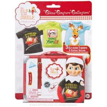The Elf on the Shelf Clothing Set - 3 Tshirt Value Pack and Carrying Case - Three Stylish Tees for Boy Elf or Girl Elf