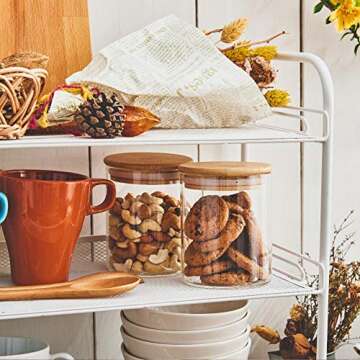 EZOWare Set of 8 Glass Food Jars with Airtight Natural Bamboo Lids, 450ml/15.2oz Kitchen Clear Canister Storage Container Set for Storing Candy, Cookie, Rice, Sugar, Flour, Spices, Nuts, Coffee