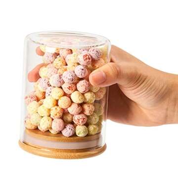 EZOWare Set of 8 Glass Food Jars with Airtight Natural Bamboo Lids, 450ml/15.2oz Kitchen Clear Canister Storage Container Set for Storing Candy, Cookie, Rice, Sugar, Flour, Spices, Nuts, Coffee