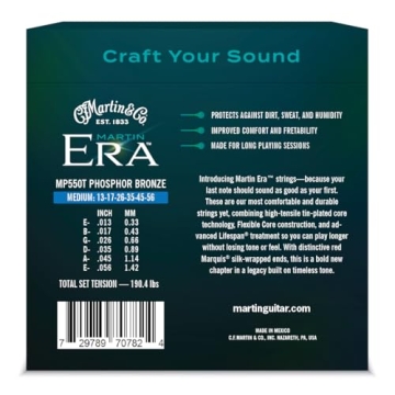 Martin MP550T Era Acoustic Guitar Strings, Medium