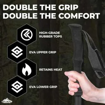 Cascade Mountain Tech Trekking Poles - Ultralight 2 Piece Carbon Fiber Walking or Hiking Sticks with Quick Adjustable Locks (Set of 2) , Black