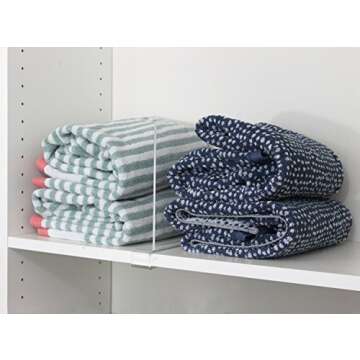 Pack of 2 Clear Acrylic Shelf Dividers for Closets. Closet Shelf Separators, Closet Organizers, Wood Shelves, Base Kitchen Cabinets, and Libraries.