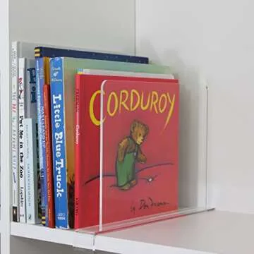 Pack of 2 Clear Acrylic Shelf Dividers for Closets. Closet Shelf Separators, Closet Organizers, Wood Shelves, Base Kitchen Cabinets, and Libraries.