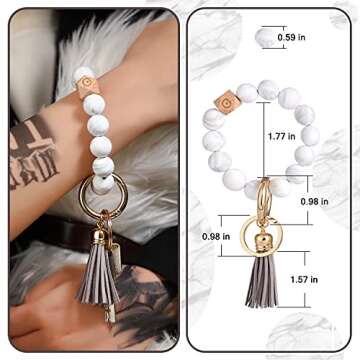 Marble Free Hands Keychain Silicone Key Ring Bracelet for Women Portable Keychain Holder, Car Keycha...