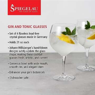 Spiegelau Special Gin and Tonic Glasses Set of 4 - European-Made Crystal, Modern Cocktail Glassware, Dishwasher Safe, Professional Quality Cocktail Glass Gift Set - 21 oz