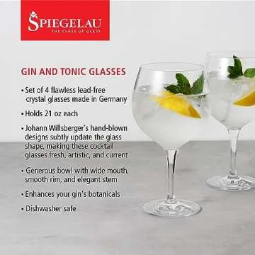 Spiegelau Special Gin and Tonic Glasses Set of 4 - European-Made Crystal, Modern Cocktail Glassware,...