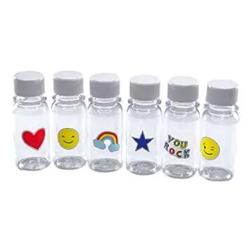 Yumbox Mini Wellness 2oz Juice Bottles with Caps (Pack of 6) Fun Designs, Reusable, Refillable, Recyclable Food Grade Plastic, Ginger Shots, Smoothie bottle, Leakproof caps