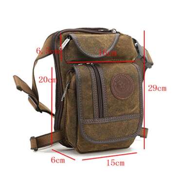 Hebetag Drop Leg Bag Canvas Thigh Pouch for Men Women Tactical Military Motorcycle Bike Cycling Multi-pocket Waist Fanny Pack Travel Hiking Climbing Outdoor Pocket Coffee