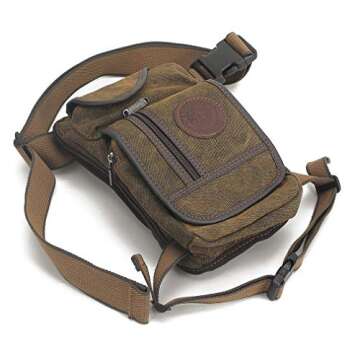 Hebetag Drop Leg Bag Canvas Thigh Pouch for Men Women Tactical Military Motorcycle Bike Cycling Multi-pocket Waist Fanny Pack Travel Hiking Climbing Outdoor Pocket Coffee