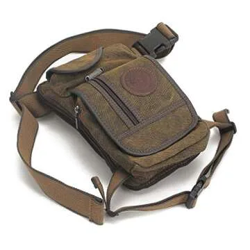 Hebetag Drop Leg Bag Canvas Thigh Pouch for Men Women Tactical Military Motorcycle Bike Cycling Multi-pocket Waist Fanny Pack Travel Hiking Climbing Outdoor Pocket Coffee
