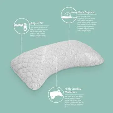 Honeydew Essence Side Pillow- The Ultimate Luxury Neck Pillow- Fully Adjustable Support for Neck Pain Relief- Made in USA- Enhanced, Hypoallergenic Patented Cooling Pillow Fill - Queen (Pack of 1)
