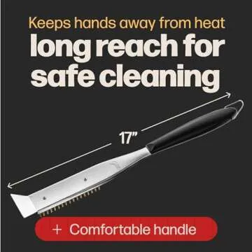 Hans Grill Cleaning Brush and Scraper | 2-in-1 Pizza Stone Care Tool with Heat-Resistant Bristles
