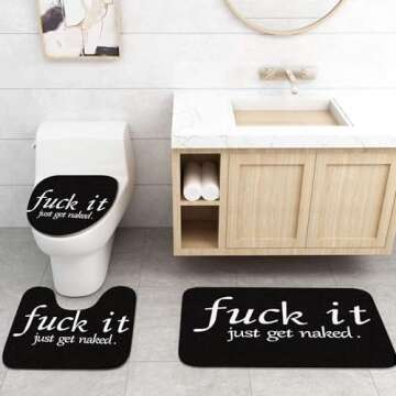 ArtSocket Funny Shower Curtain Set with Rugs and Toilet Lid Cover