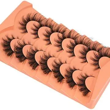 False Eyelashes Wispy Lashes Natural Look Fake Eyelashes Cat Eye Lashes Mink Fluffy Strip False Lashes Fox Eye Lashes Pack 7 Pairs ALICROWN