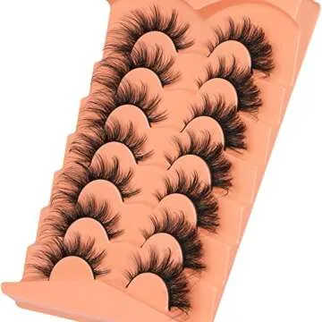 False Eyelashes Wispy Lashes Natural Look Fake Eyelashes Cat Eye Lashes Mink Fluffy Strip False Lashes Fox Eye Lashes Pack 7 Pairs ALICROWN