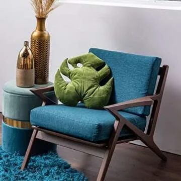 Green Philosophy Co. Plush Monstera Deliciosa Mossy Earth Leaf Shaped Throw Pillows for Couch Sofa Living Room Home Decor Gift for Plant Lovers and Friends Leaves Decoration Cushion Bedroom