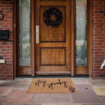 Stay Spooky Halloween Door Mat - Non-Slip Skull Welcome Doormat